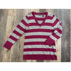 Liz Claiborne Women's Striped V-Neck Sweater Size XL
